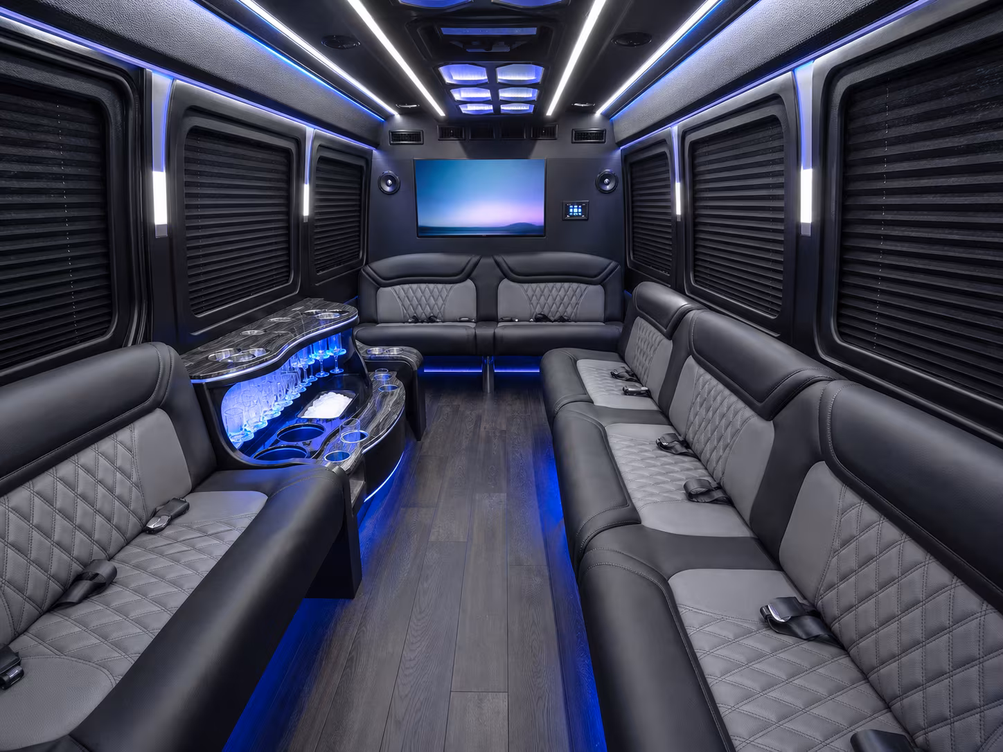 lake charles 30 passenger party bus inside